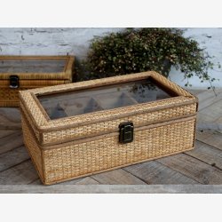 Chic Antique - Boks i flet m/4 rum H14/L38/B23 cm natur