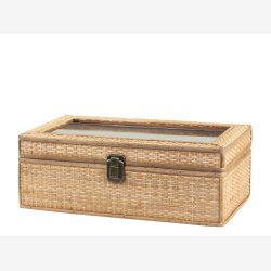 Chic Antique - Boks i flet m/4 rum H14/L38/B23 cm natur