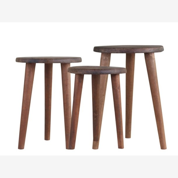 Chic Antique - Grimaud UNIKA Taburet St af 3 Naturlig Ca. H38x26cm Genbrugstr.