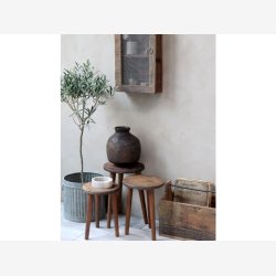 Chic Antique - Grimaud UNIKA Taburet St af 3 Naturlig Ca. H38x26cm Genbrugstr.