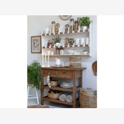 Chic Antique - Anretterbord m/hjul, 2 hylder og 2 skuffer Naturligt H85xB100xL40cm Fyrretr.
