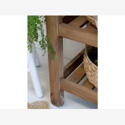 Chic Antique - Anretterbord m/hjul, 2 hylder og 2 skuffer Naturligt H85xB100xL40cm Fyrretr.