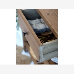 Chic Antique - Anretterbord m/hjul, 2 hylder og 2 skuffer Naturligt H85xB100xL40cm Fyrretr.