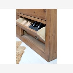 Chic Antique - Skoskab m/skuffer Naturlig H90xB190xL40cm Fyrretr.