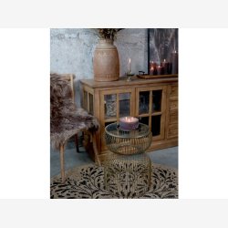 Chic Antique - Sidebord rundt m/glasplade Messinglook 40xH51cm Jern.