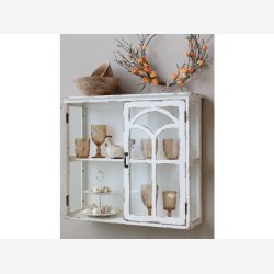 Chic Antique - Vgskab/Vitrineskab H62xB20xL70cm patineret creme.