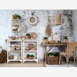 Chic Antique - Vgskab m/hylde og glaslge Patineret creme H56xB35xL18cm.