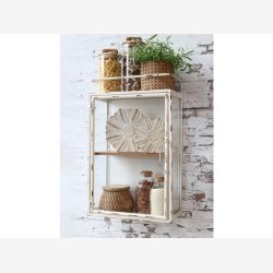 Chic Antique - Vgskab m/hylde og glaslge Patineret creme H56xB35xL18cm.