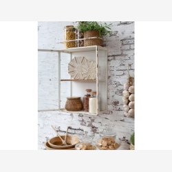 Chic Antique - Vgskab m/hylde og glaslge Patineret creme H56xB35xL18cm.