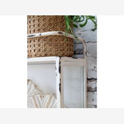 Chic Antique - Vgskab m/hylde og glaslge Patineret creme H56xB35xL18cm.