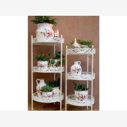 Chic Antique - Reol Rund m/3 hylder Patineret creme 42,5xH100cm Metal.