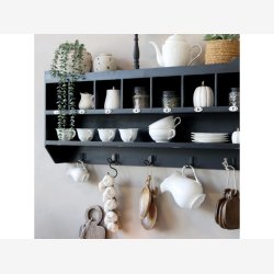 Chic Antique - Sorteringsreol m. 7 rum og 5 knager, sort