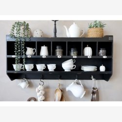 Chic Antique - Sorteringsreol m. 7 rum og 5 knager, sort