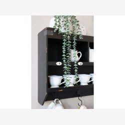 Chic Antique - Sorteringsreol m. 7 rum og 5 knager, sort