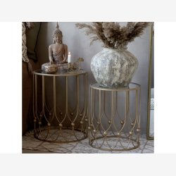 Chic Antique - Sidebord m. glasplade, H55/45 cm.