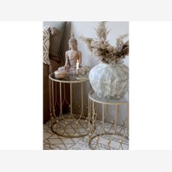 Chic Antique - Sidebord m. glasplade, H55/45 cm.