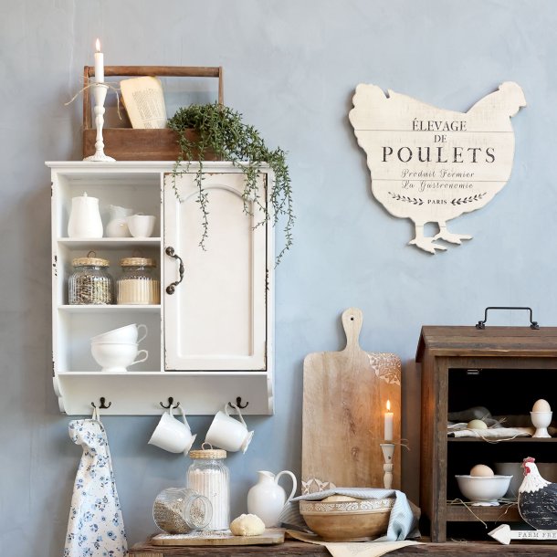 Chic Antique - Skab til vg m. 1 lge og 3 hylder Creme