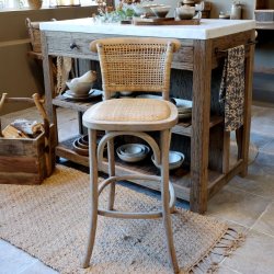 Chic Antique - Fransk Barstol m. fletsde og ryg H92/L40/B45 cm natur