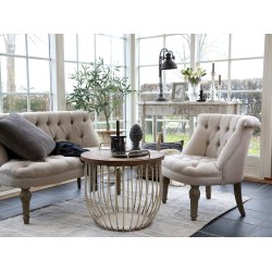 Chic Antique - Sofaborde m/trlg St af 2 Patineret hvid 57xH48cm/49xH38cm.