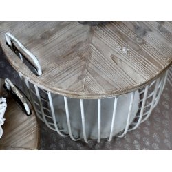 Chic Antique - Sofaborde m/trlg St af 2 Patineret hvid 57xH48cm/49xH38cm.