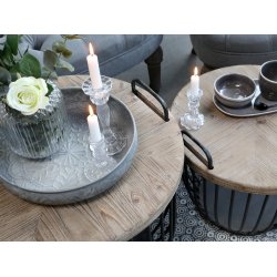 Chic Antique - Sofaborde m/trlg St af 2 Patineret sort 57xH48cm/49xH38cm.