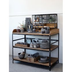 Chic Antique - Vgreol m/skuffer og trdkurve H50,5 L71,5 B18cm Patineret sort.