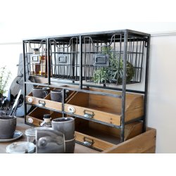 Chic Antique - Vgreol m/skuffer og trdkurve H50,5 L71,5 B18cm Patineret sort.