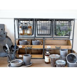 Chic Antique - Vgreol m/skuffer og trdkurve H50,5 L71,5 B18cm Patineret sort.