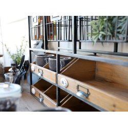 Chic Antique - Vgreol m/skuffer og trdkurve H50,5 L71,5 B18cm Patineret sort.