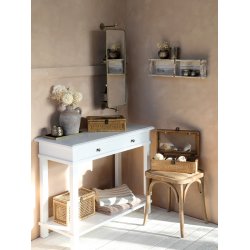 Chic Antique - Fransk Taburet m/fletsde Naturlig H46xL42xB42cm.