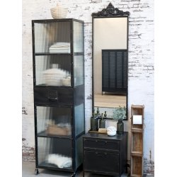 Chic Antique - Factory Kommode/Natbord m/2 skuffer Patineret sort H50xB45,5xL37,5cm Jern.