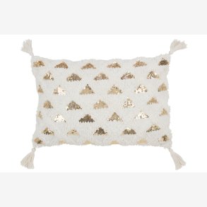 J-Line - Pudebetr�k m. kvaster Bomuld/palietter Hvid/guld 40x60x12cm.