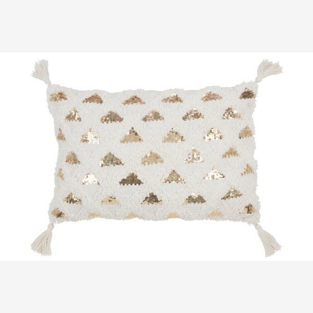 J-Line - Pudebetr�k m. kvaster Bomuld/palietter Hvid/guld 40x60x12cm.