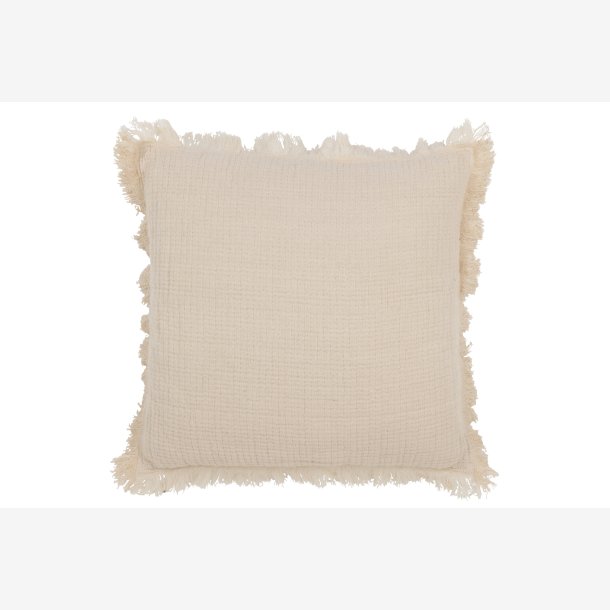 J-Line - Pudebetr�k m. frynser Bomuldsmuslin Beige 45x45x12cm.