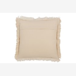 J-Line - Pudebetr�k m. frynser Bomuldsmuslin Beige 45x45x12cm.