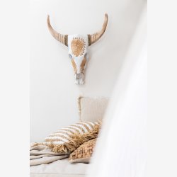 J-Line - Pudebetr�k m. frynser Bomuldsmuslin Beige 45x45x12cm.