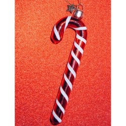 Vondels - Glaskugle Slikstok rd/hvid 14 cm