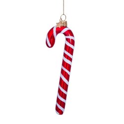 Vondels - Glaskugle Slikstok rd/hvid 14 cm