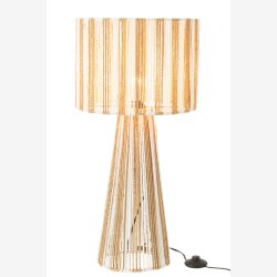 J-Line - Bordlampe m. striber Metal/Papir Hvid/Naturlig 36x36x69cm.