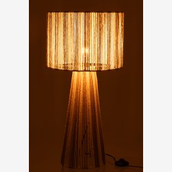 J-Line - Bordlampe m. striber Metal/Papir Hvid/Naturlig 36x36x69cm.