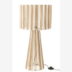 J-Line - Bordlampe m. striber Metal/Papir Hvid/Naturlig 36x36x69cm.