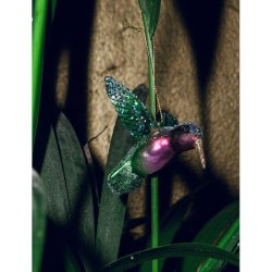 Vondels - Glaskugle Kolibri grn/lilla 8,5 cm