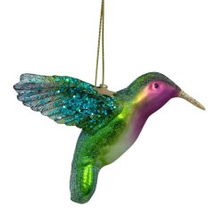 Vondels - Glaskugle Kolibri grn/lilla 8,5 cm