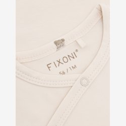 Fixoni - Body m. skr�lukning hvid m. Bamseprint, lange �rmer