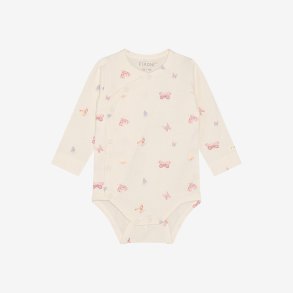 Fixoni - Body m. skr�lukning hvid m. Sommerfugle print, lange �rmer