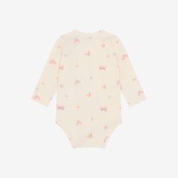 Fixoni - Body m. skr�lukning hvid m. Sommerfugle print, lange �rmer