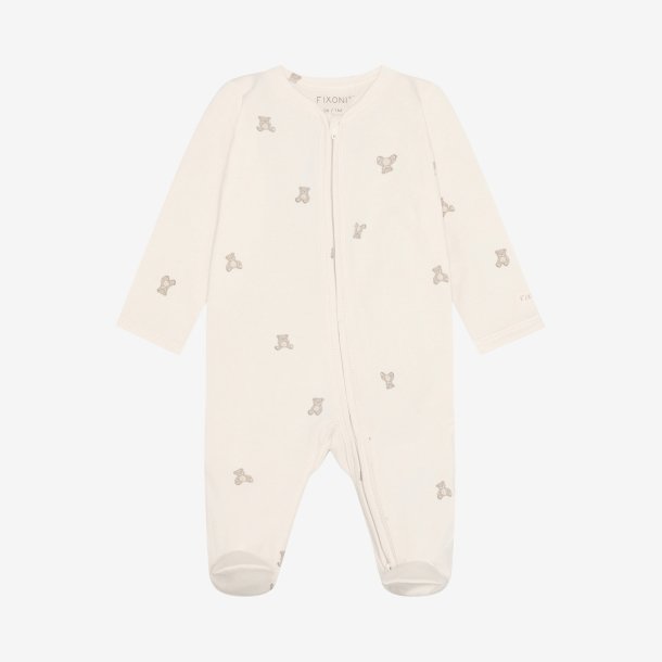 Fixoni - Natdragt m. f�dder hvid m. Bamse print