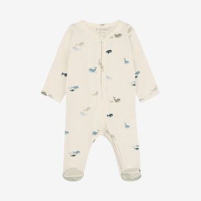 Fixoni - Natdragt m. f�dder. Hvid m. Hval print