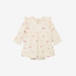 Fixoni - Kjole m. Body Hvid m. Sommerfugl print