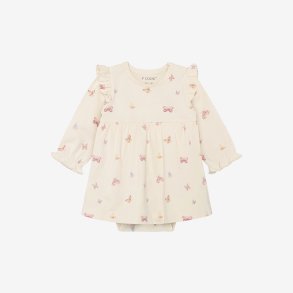 Fixoni - Kjole m. Body Hvid m. Sommerfugl print